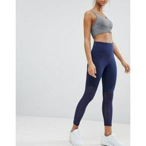 Bjorn Borg Charlie 7/8 Tights Blue High Rise Mesh Cutout Activewear Athleisure S